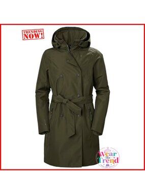 Waterproof Insulated Trench Coat PrimaLoft Hooded Belted Fitted